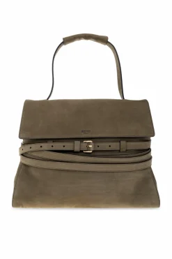 Moschino ZIELONY Zamszowa torba typu `shopper`
