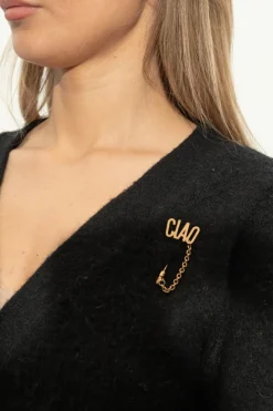 Moschino ZŁOTY Mosiężna przypinka