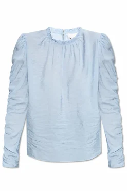 Munthe jasnoniebieski Top z drapowaniem