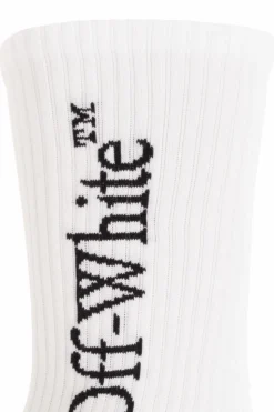 Off-White BIAŁY Prążkowane skarpety