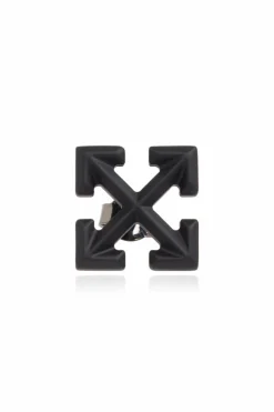 Off-White CZARNY Pojedynczy kolczyk w kształcie logo