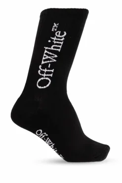 Off-White CZARNY Prążkowane skarpety