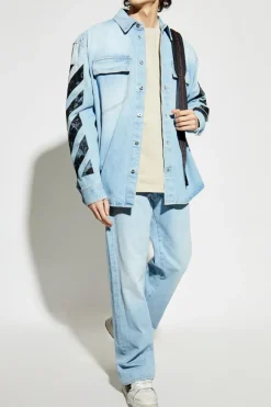 Off-White jasnoniebieski Jeansy z logo