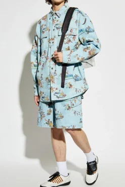 Off-White NIEBIESKI Szorty z nadrukiem