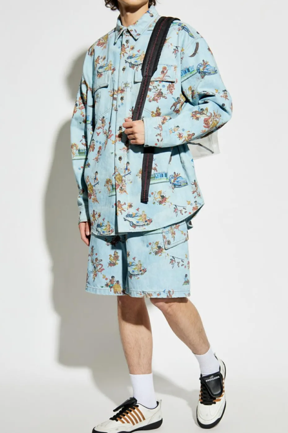 Off-White NIEBIESKI Szorty z nadrukiem