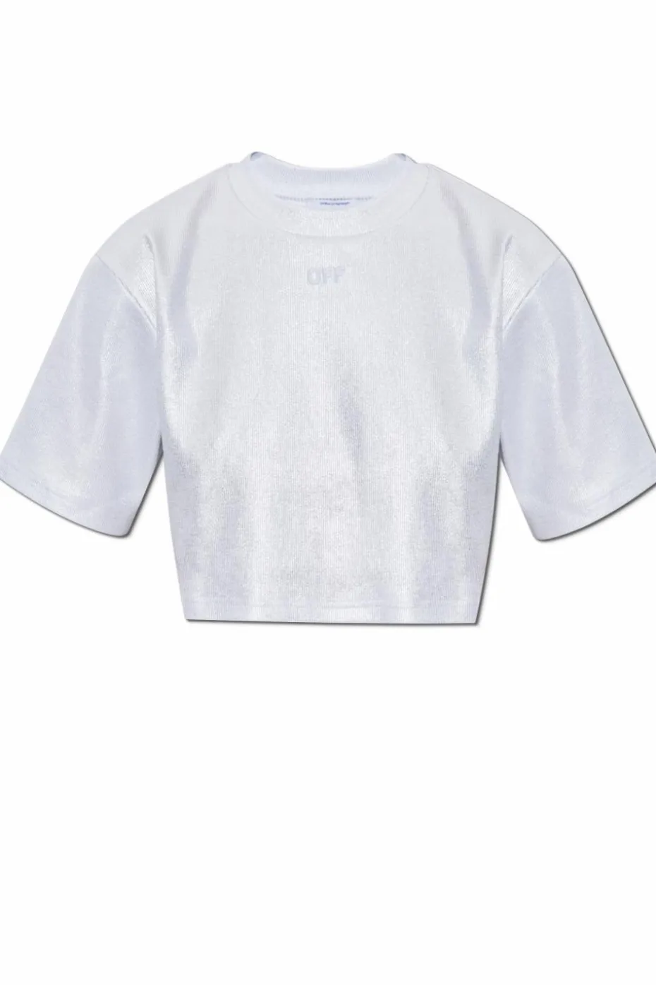 Off-White SREBRNY Krótki t-shirt o luźnym kroju