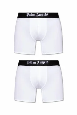 Palm Angels BIAŁY Dwupak bokserek z logo