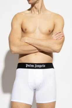 Palm Angels BIAŁY Dwupak bokserek z logo