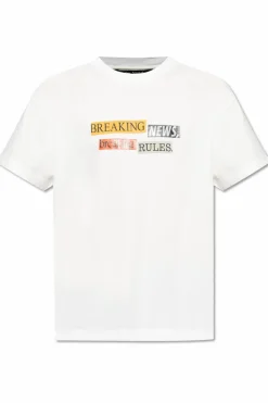 Palm Angels BIAŁY T-shirt z kolorowym nadrukiem