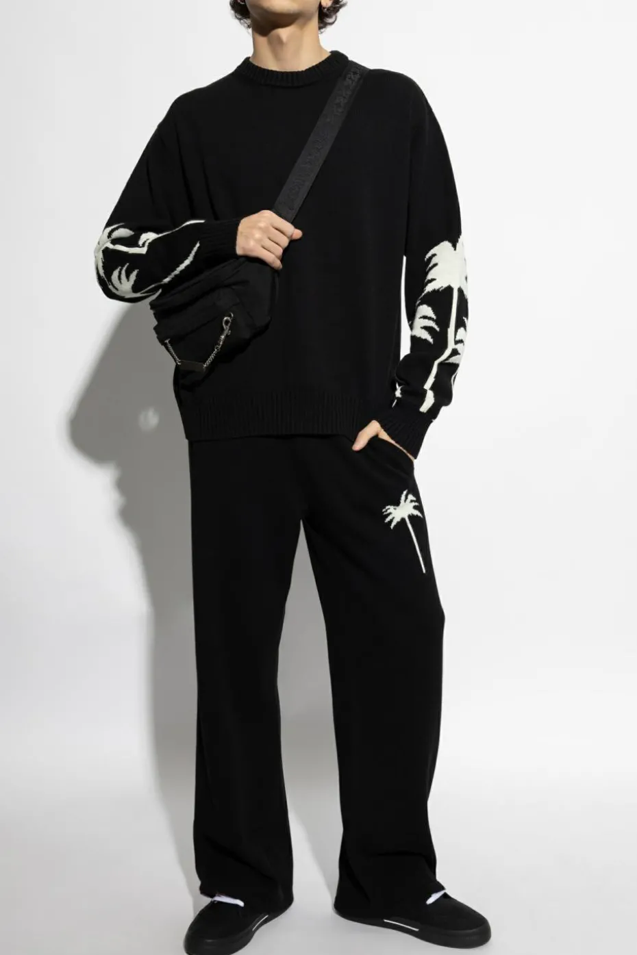 Palm Angels CZARNY Sweter z okrągłym dekoltem