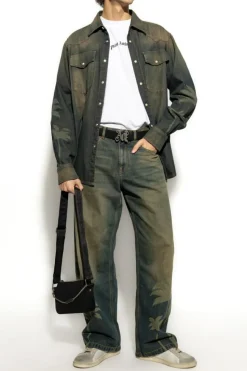 Palm Angels GRANATOWY Jeansy z logo