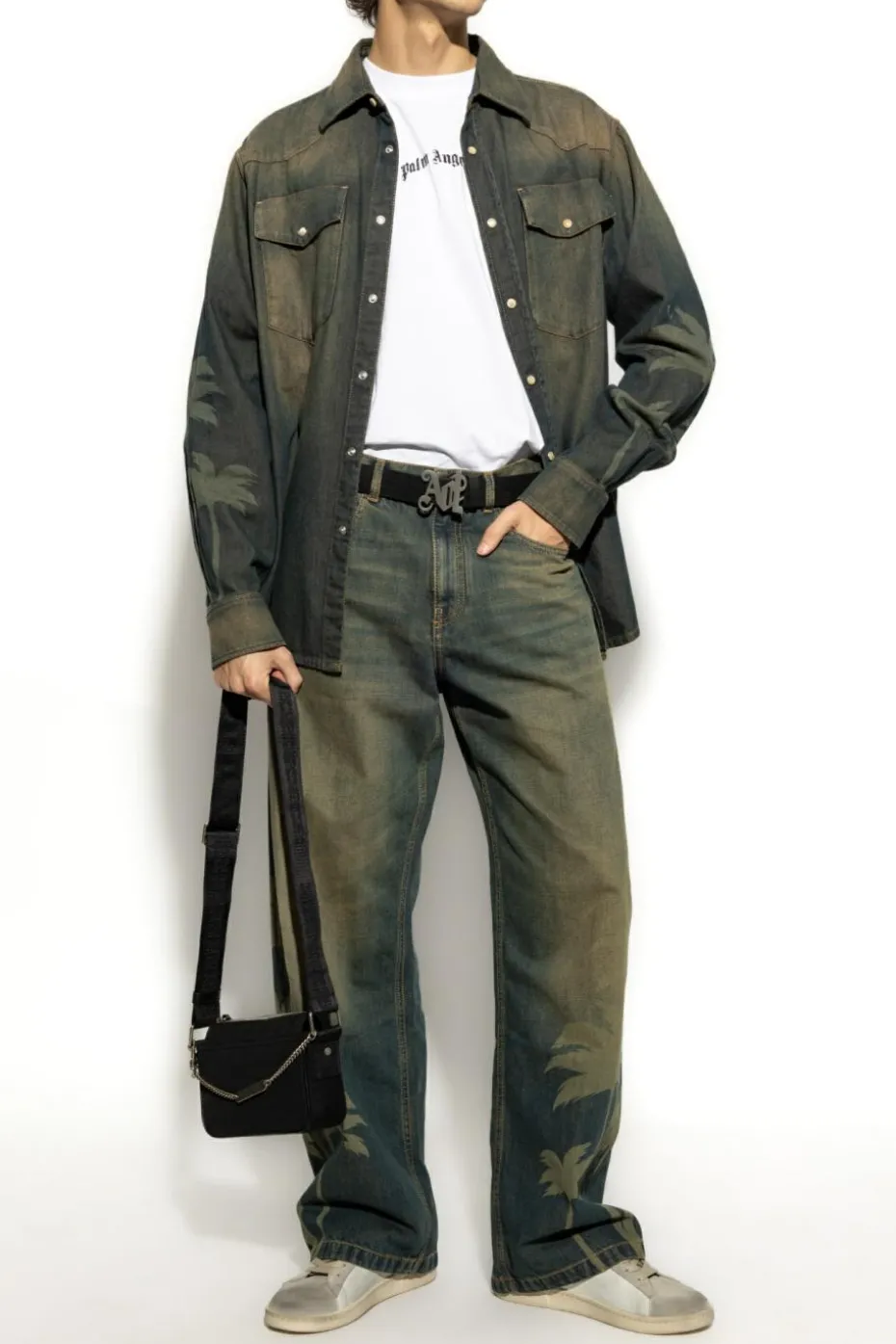 Palm Angels GRANATOWY Jeansy z logo