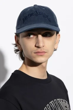 Palm Angels GRANATOWY Sztruksowa czapka z daszkiem