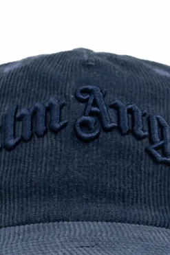 Palm Angels GRANATOWY Sztruksowa czapka z daszkiem