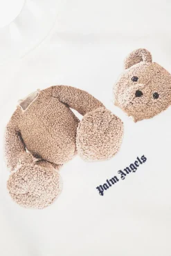 Palm Angels Kids BIAŁY Bluza z motywem misia
