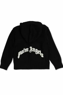 Palm Angels Kids CZARNY Kardigan z wełnianym wykończeniem