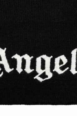 Palm Angels Kids CZARNY Szal z wyszytym logo