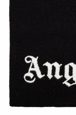 Palm Angels Kids CZARNY Szal z wyszytym logo