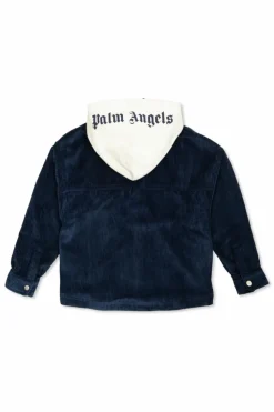 Palm Angels Kids GRANATOWY Prążkowana kurtka