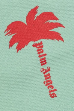 Palm Angels Kids ZIELONY Bawełniane szorty z logo
