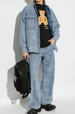Palm Angels NIEBIESKI Jeansy z motywem kwiatowym
