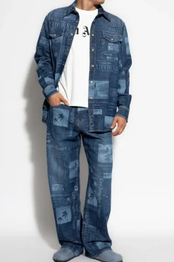 Palm Angels NIEBIESKI Jeansy ze wzorem
