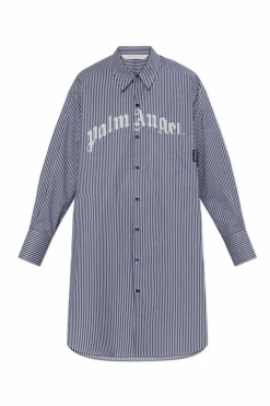 Palm Angels NIEBIESKI Koszulowa sukienka typu `oversize`