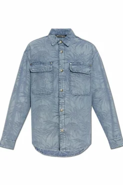 Palm Angels NIEBIESKI Koszula jeansowa