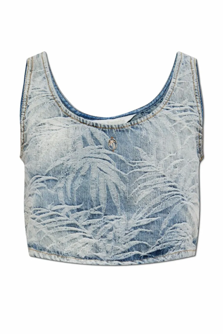 Palm Angels NIEBIESKI Krótki jeansowy top