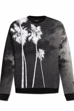 Palm Angels SZARY Sweter z nadrukiem