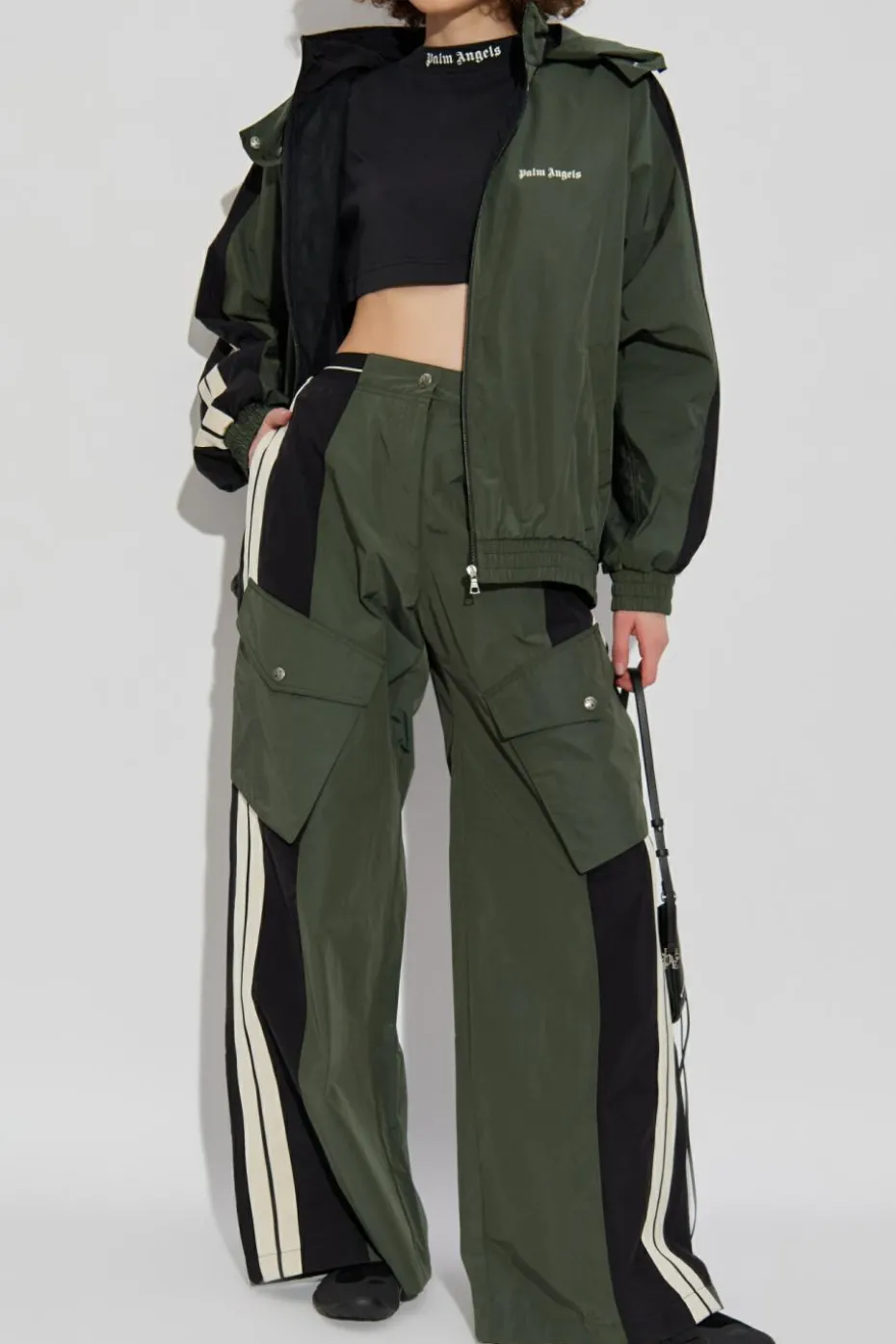 Palm Angels ZIELONY Spodnie z kieszeniami