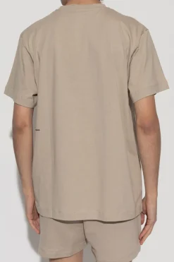 Pangaia beżowy T-shirt z logo