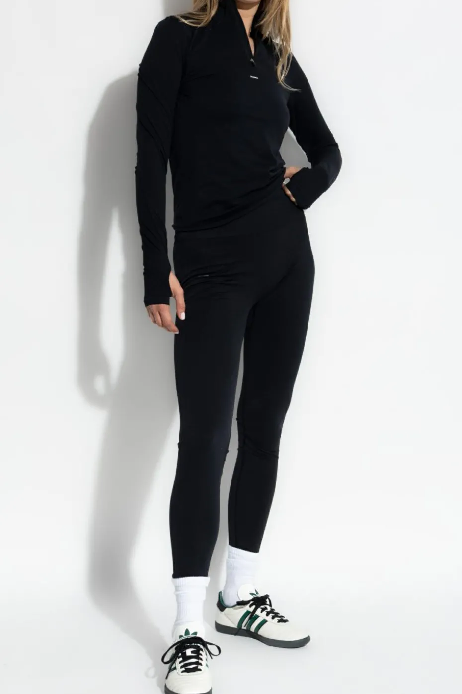 Pangaia CZARNY Legginsy z logo