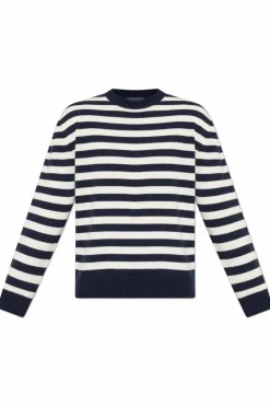 Paul & Shark GRANATOWY Sweter ze wzorem w pasy
