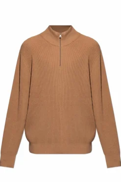 Paul Smith BRĄZOWY Sweter z zamkiem