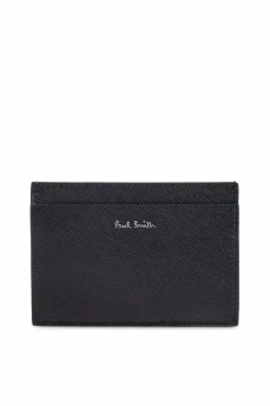 Paul Smith CZARNY Skórzane etui na karty z nadrukiem