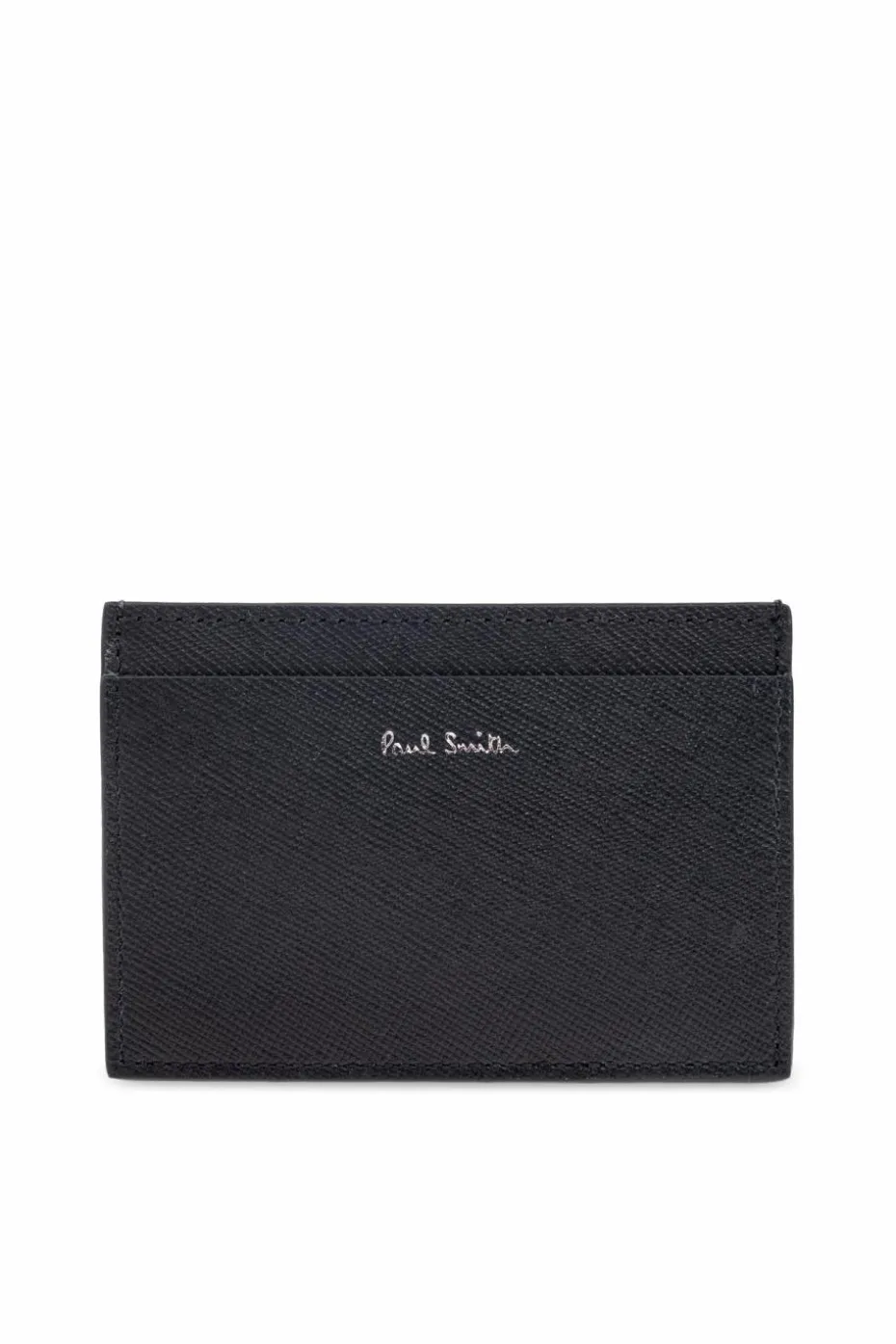 Paul Smith CZARNY Skórzane etui na karty z nadrukiem