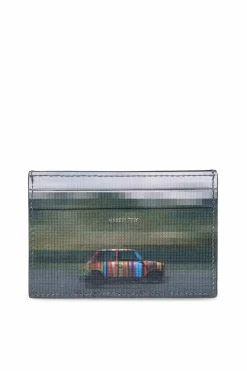 Paul Smith CZARNY Skórzane etui na karty z nadrukiem