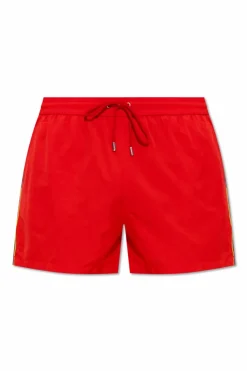 Paul Smith CZERWONY Szorty kąpielowe z lampasami