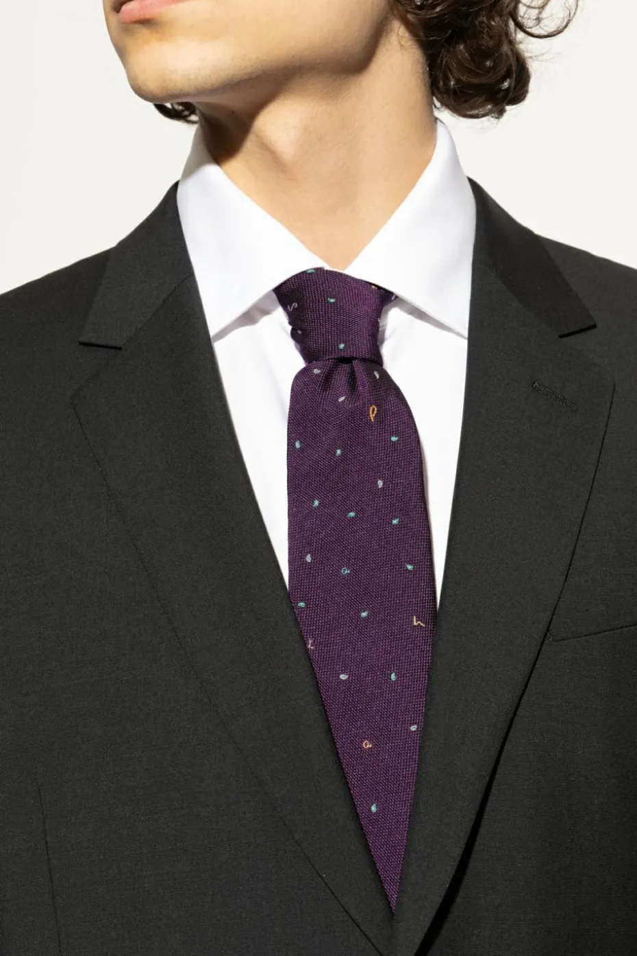 Paul Smith FIOLETOWY Jedwabny krawat