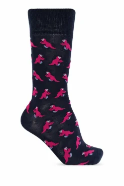 Paul Smith GRANATOWY Bawełniane skarpety z motywem dinozaura