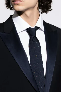 Paul Smith GRANATOWY Jedwabny krawat