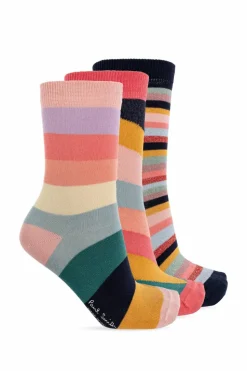 Paul Smith MULTIKOLOR Trójpak bawełnianych skarpet z lureksową nicią