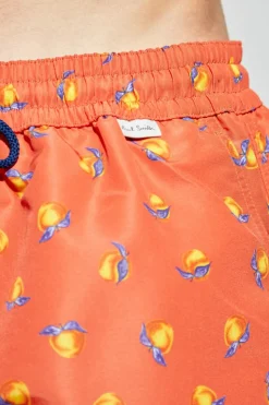 Paul Smith POMARAŃCZOWY Szorty kąpielowe z nadrukiem