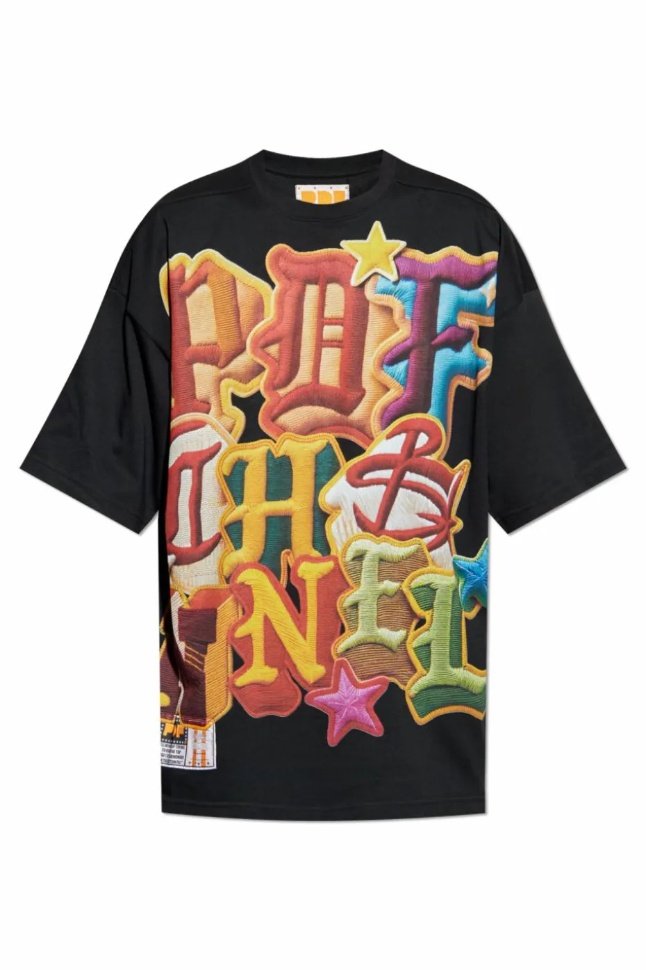 PDF CZARNY T-shirt z nadrukiem