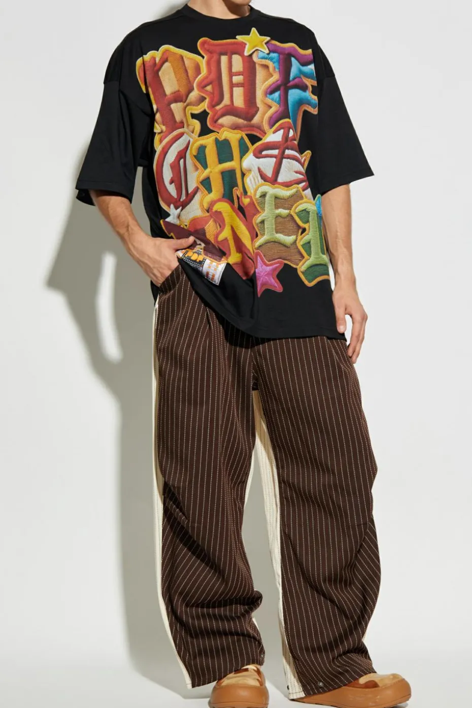 PDF CZARNY T-shirt z nadrukiem