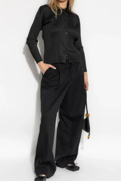 Pleats Please Issey Miyake CZARNY Plisowana koszula