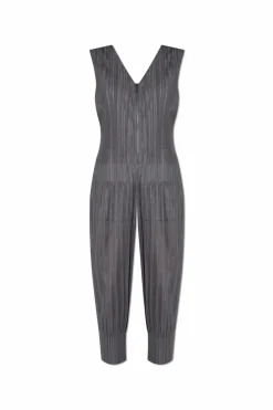 Pleats Please Issey Miyake SZARY Plisowany kombinezon