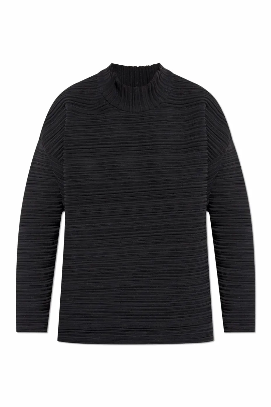 Pleats Please Issey Miyake CZARNY Plisowany top ze stójką