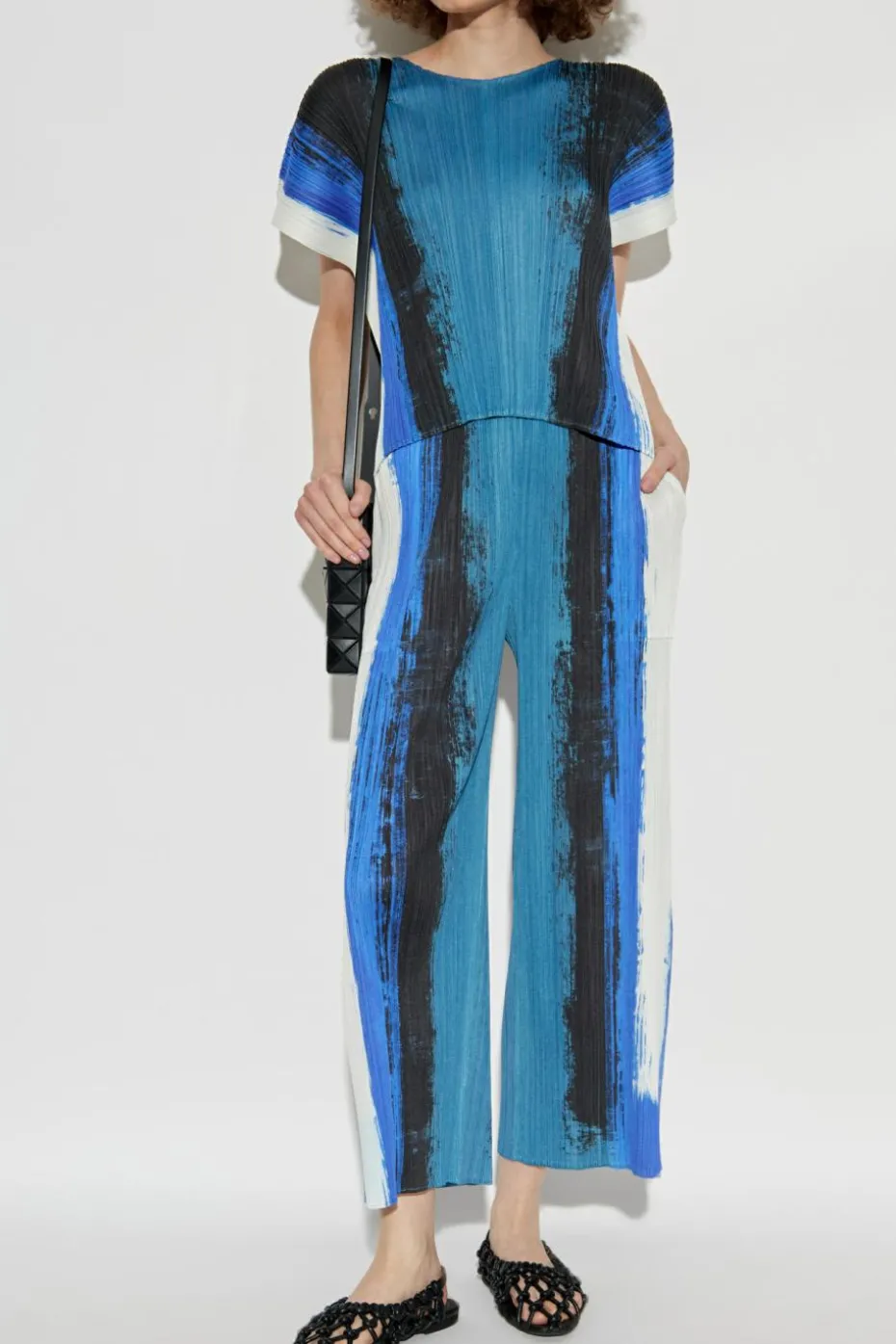 Pleats Please Issey Miyake NIEBIESKI Plisowane spodnie